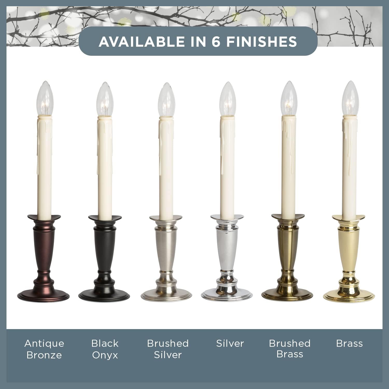 Celestial Lights Set of 4 Battery Operated Window Candles with Remote Control - (Shiny Brass)