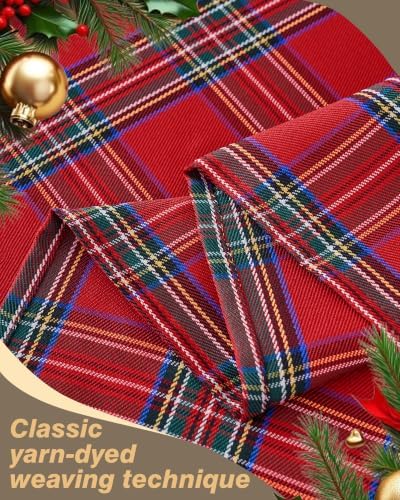 Rectangle Christmas Tablecloth 8ft, Tartan Plaid, 2-Pack