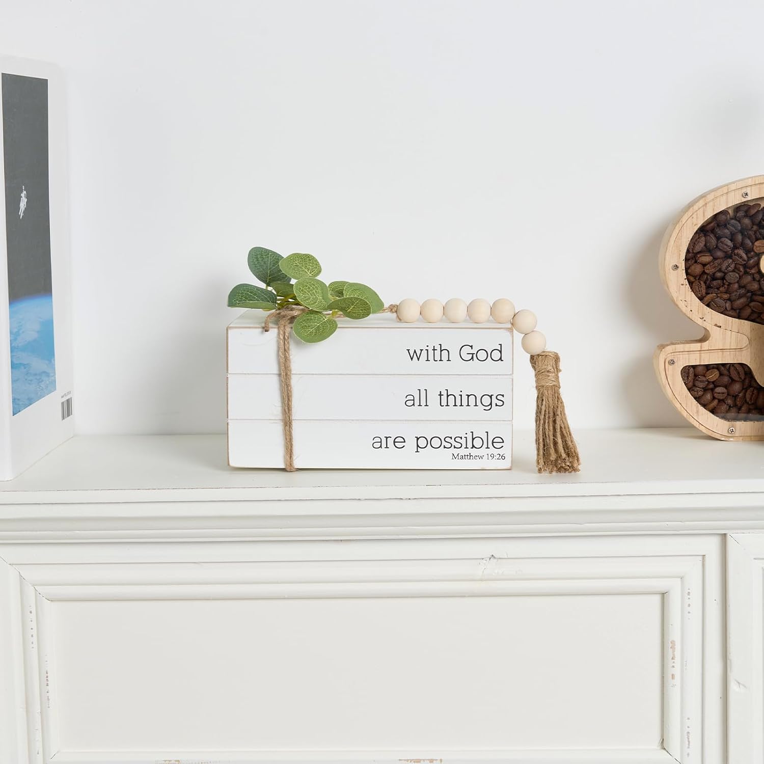 Faux Books / Rustic Farmhouse Decor Books / with God