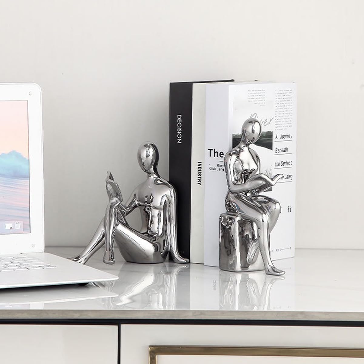 Ceramic Book Ends / Silver