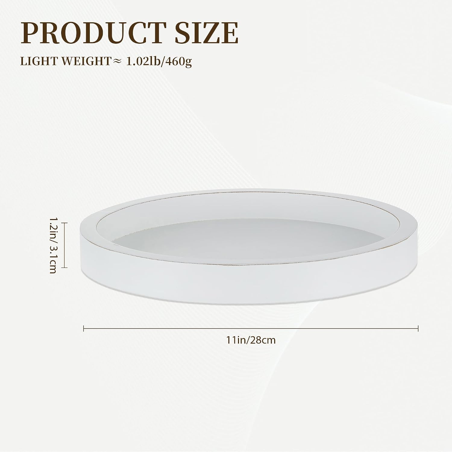 Wood Candle Holders Plate Round Rustic Trays for Ottoman Centerpiece Home / White-1
