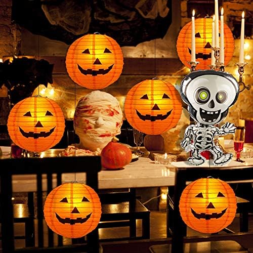 Jangostor 20 PCS Halloween Pumpkin Jack O Lantern Paper Lanterns for Parties, Garden Decoration, 8 Inches (Orange)