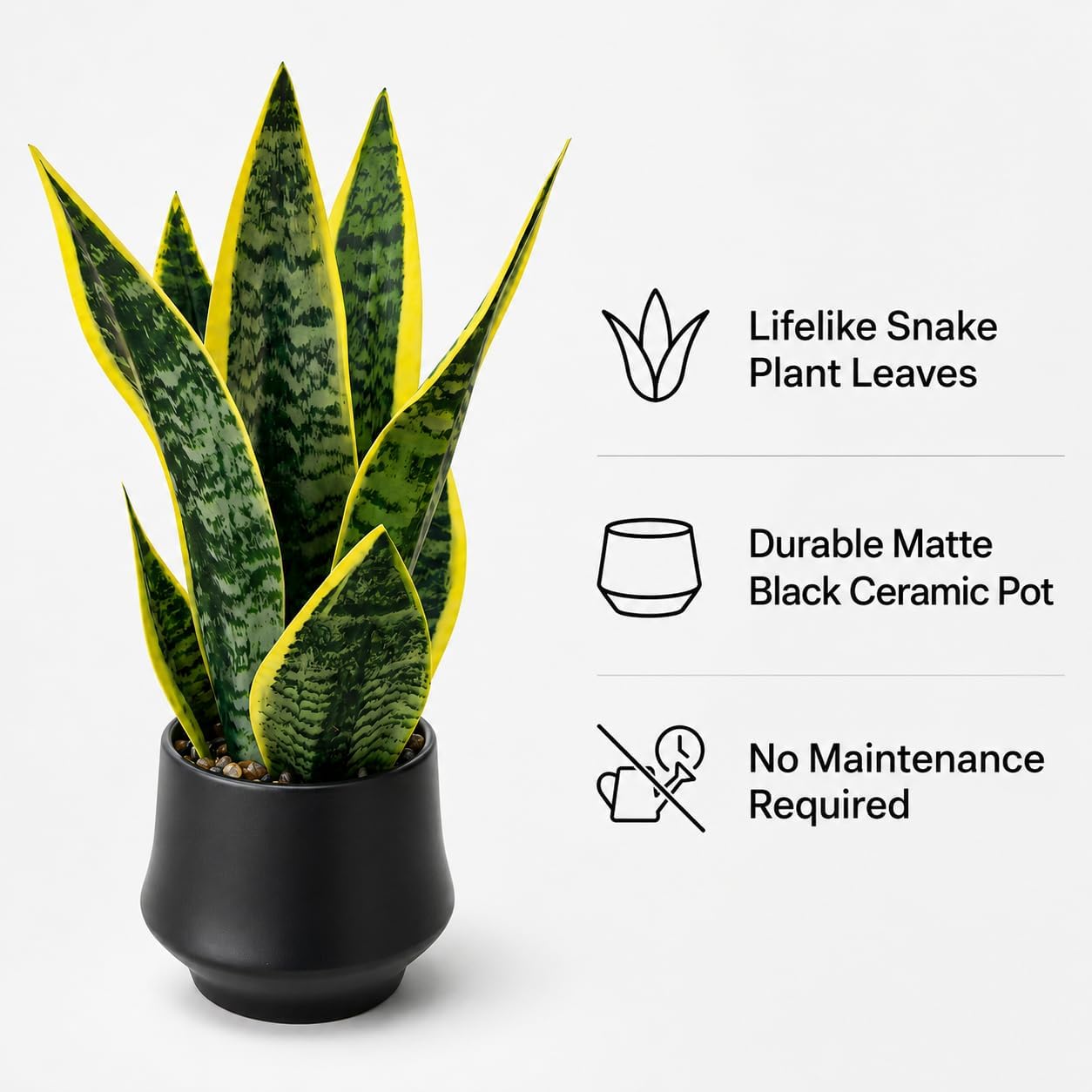 Realistic Artificial Snake Plant 15" in Ceramic Pot