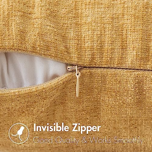 MIULEE Soft Chenille Throw Pillow Covers Gold 18x18 Inch Pack of 2