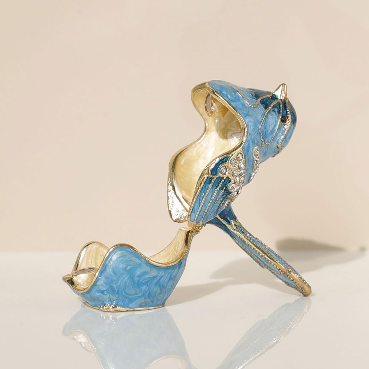 Adorned Mini Jewelry Organizer for Rings & / Trinket Box-b / Blue