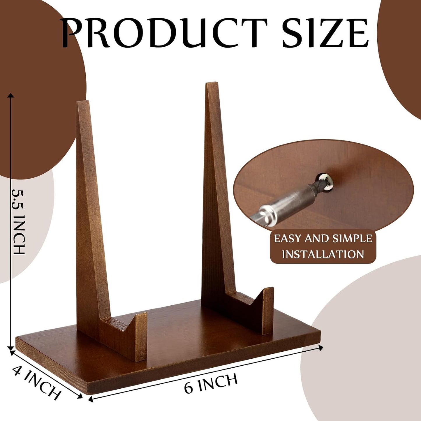 Wood Plate Stand for Display Plate Holder Display Frame Picture Photo Card Tabletop / 5.9 Inch