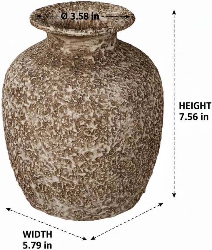 Brown Ceramic Vase / Rustic Brown / 7 Inch
