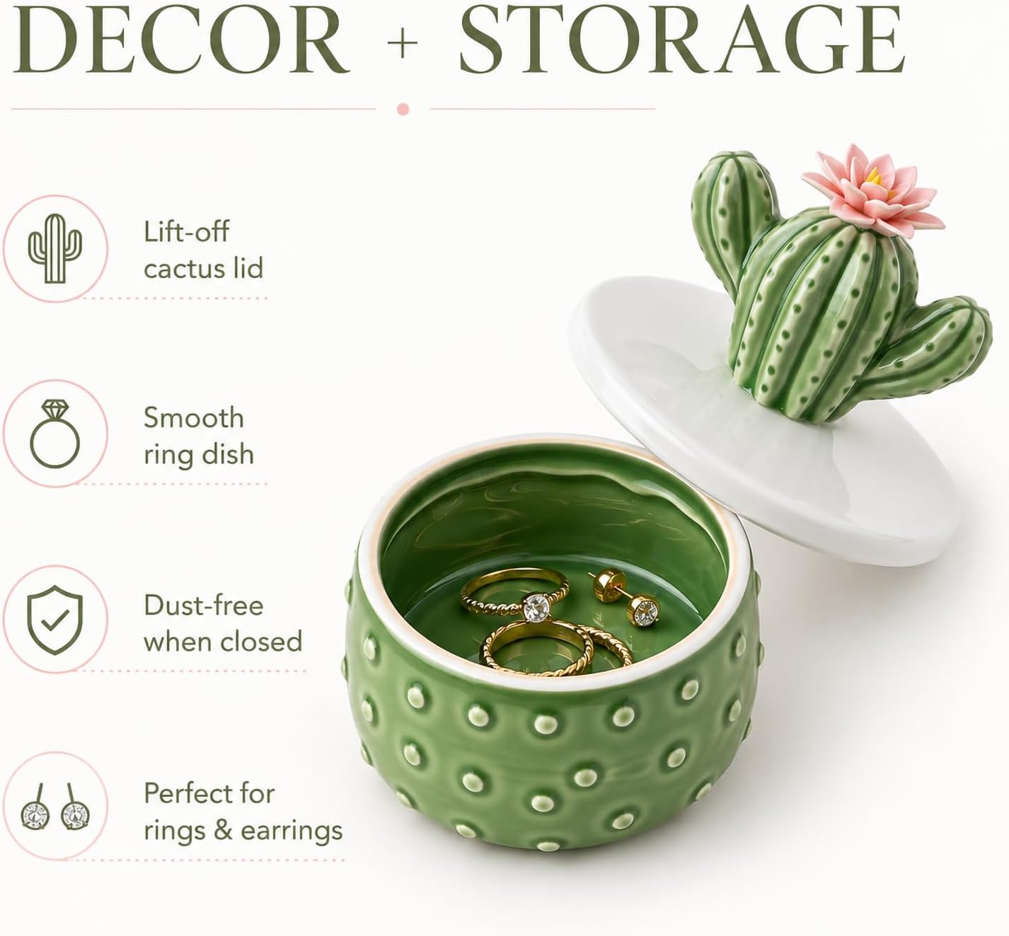 Ring Holder Dish for Rings Earrings / Green