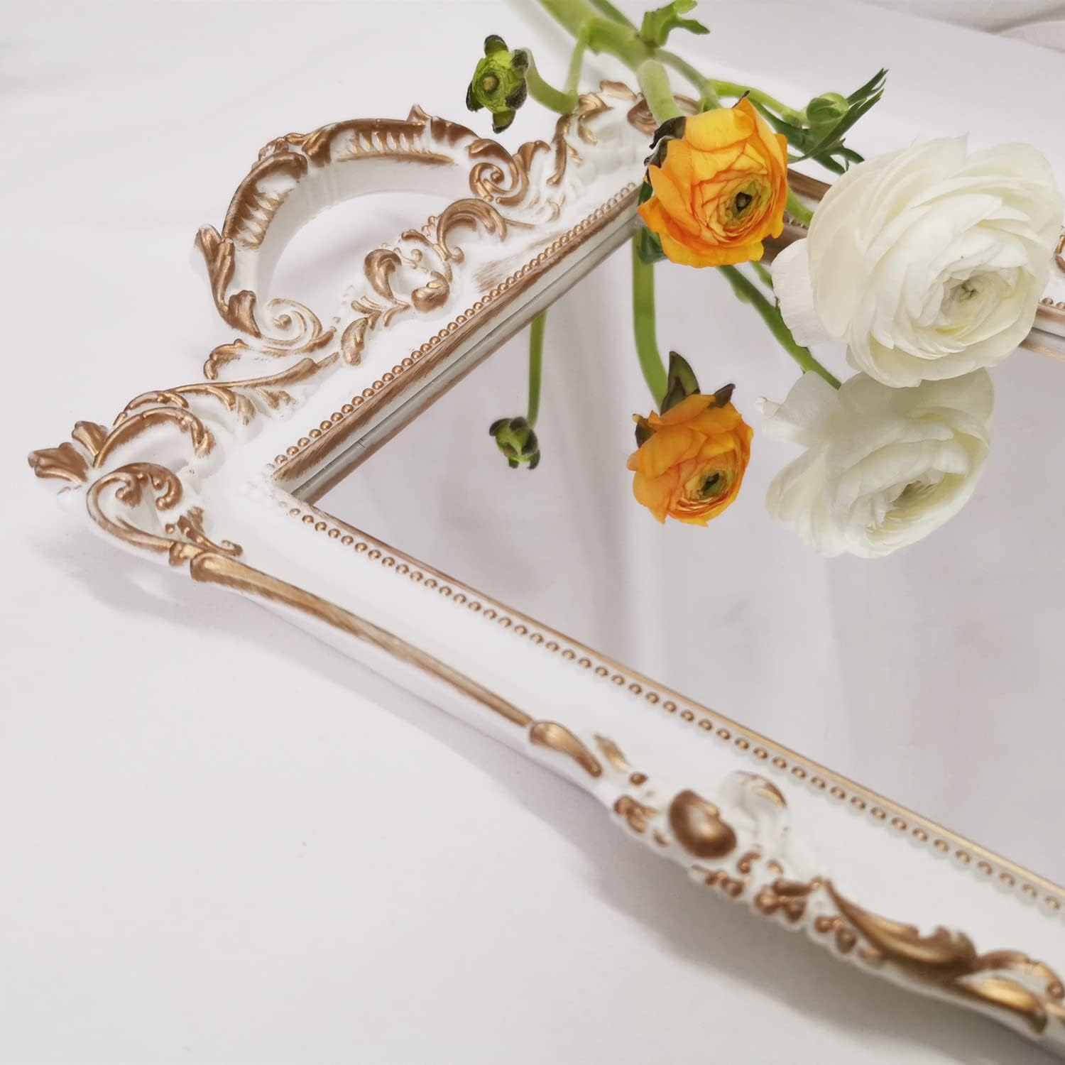 Serving Tray / Makeup Organizer / Golden White / 13 x 7.8