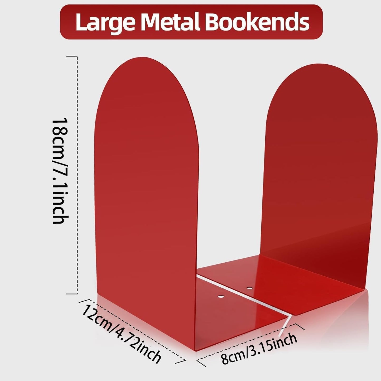 Metal Bookend / Bookends / Red / Set of 8