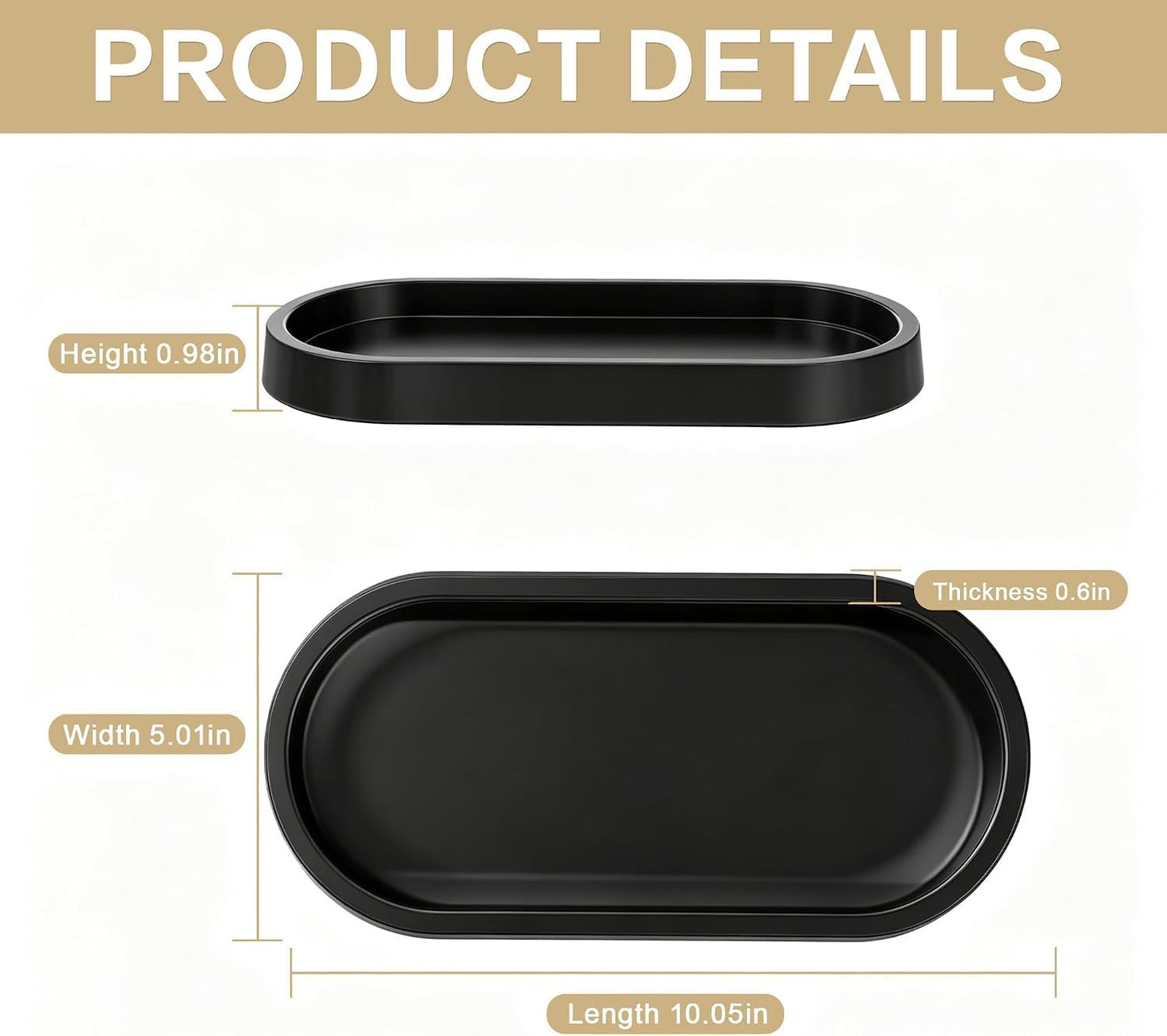 Soap Tray / Vanity Tray / 10.1 x 5 x 1 / Black
