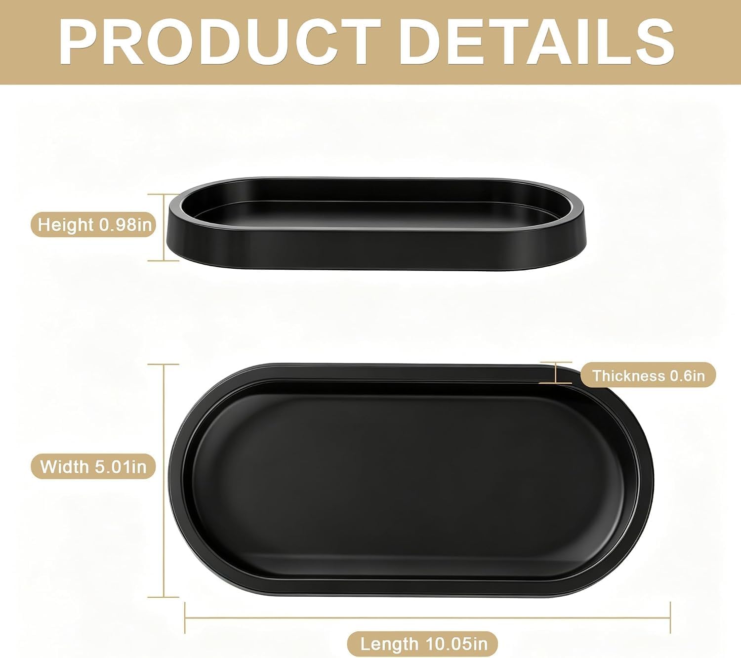 Soap Tray / Vanity Tray / 10.1 x 5 x 1 / Black