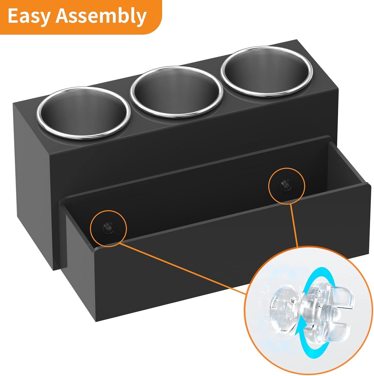 NIUBEE Acrylic Hair Tool Organizer,Hair Blow Dryer Holder with 3 Cups,Black | Acrylic Hot Tools Organizer,Hair