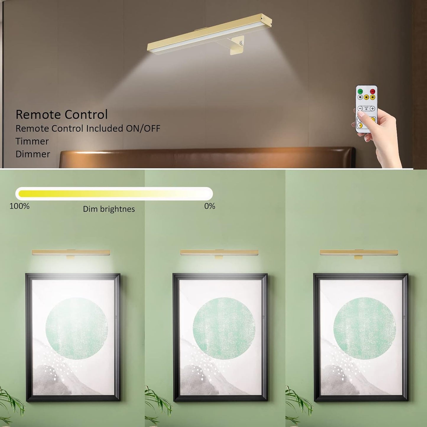 MIOBLUE 2Pack Picture Lights,16in Battery Operated Picture Lights for Paintings,Metal Rechargeable Art Display Light