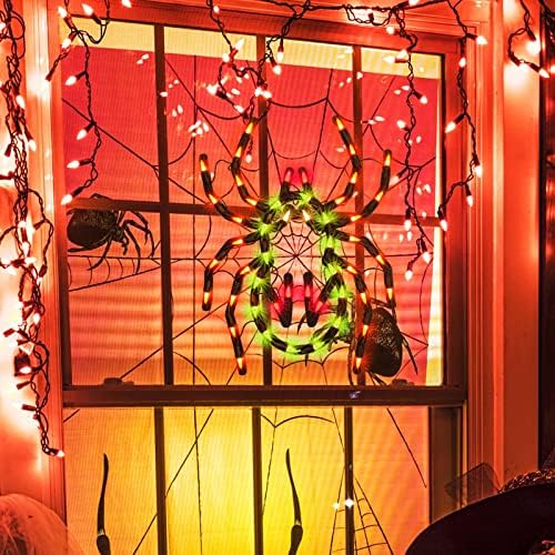 LAMPHOME 12.8'' Halloween Decorations Window Silhouette Holiday Displays, Lighted Spider for Party Home Indoor Tabletop Halloween Ornamet (Halloween Spider)