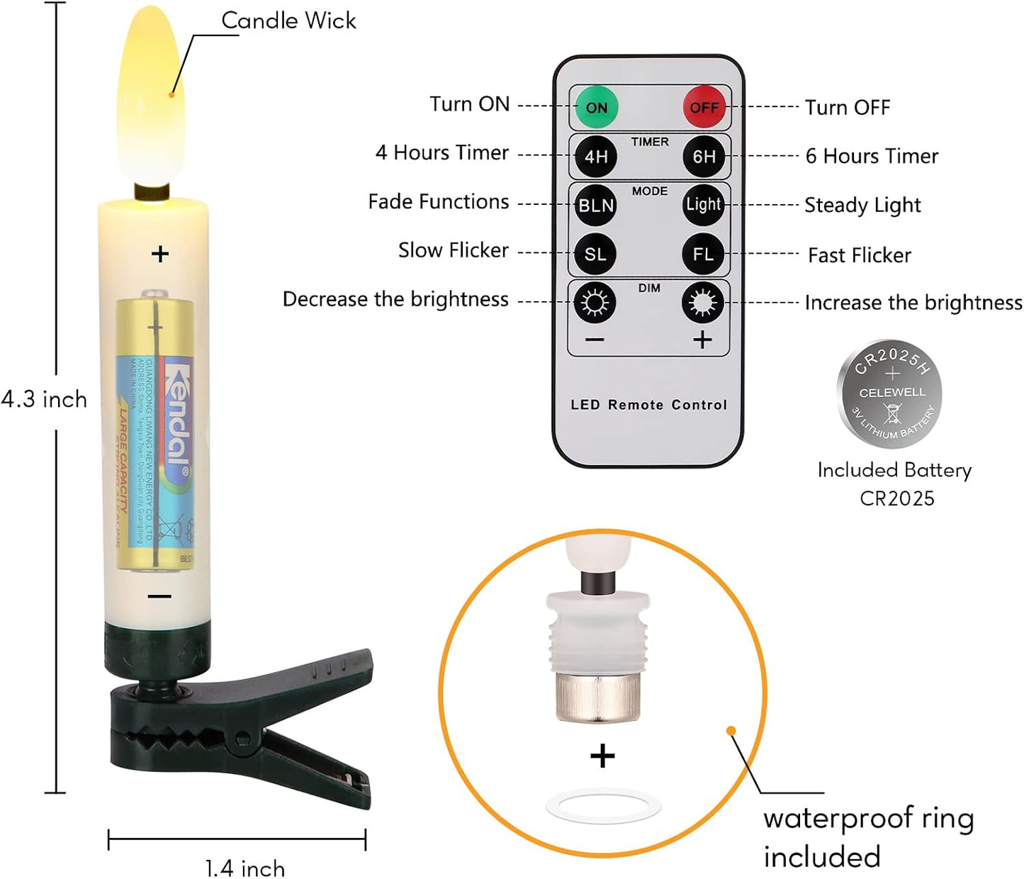Daord 20 PCS Flameless LED Taper Candles Flickering Flame Battery Operated with Remote & Timer Warm White Christmas