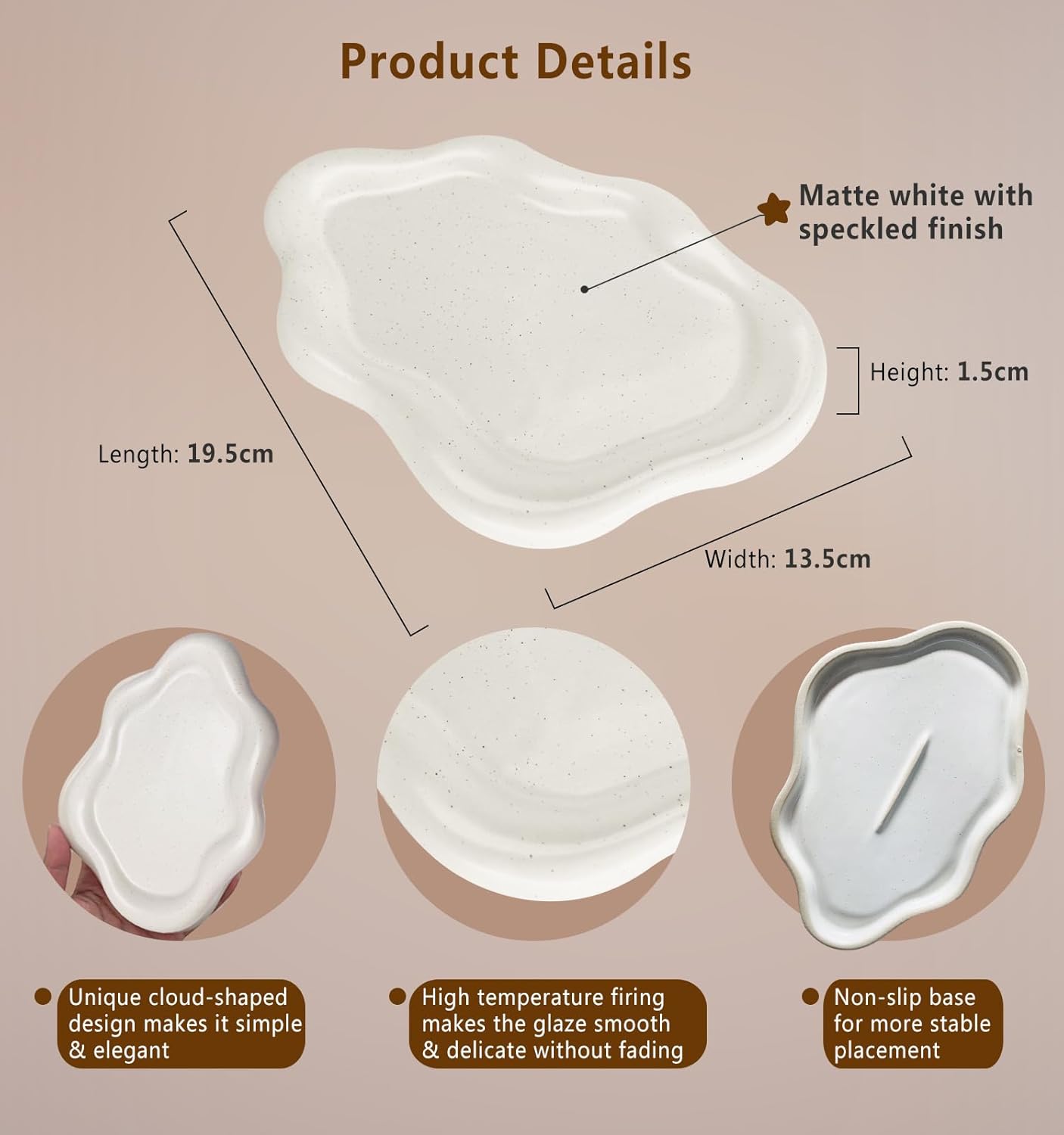 Cloud Tray Jewelry Plate / Spotted Matte White