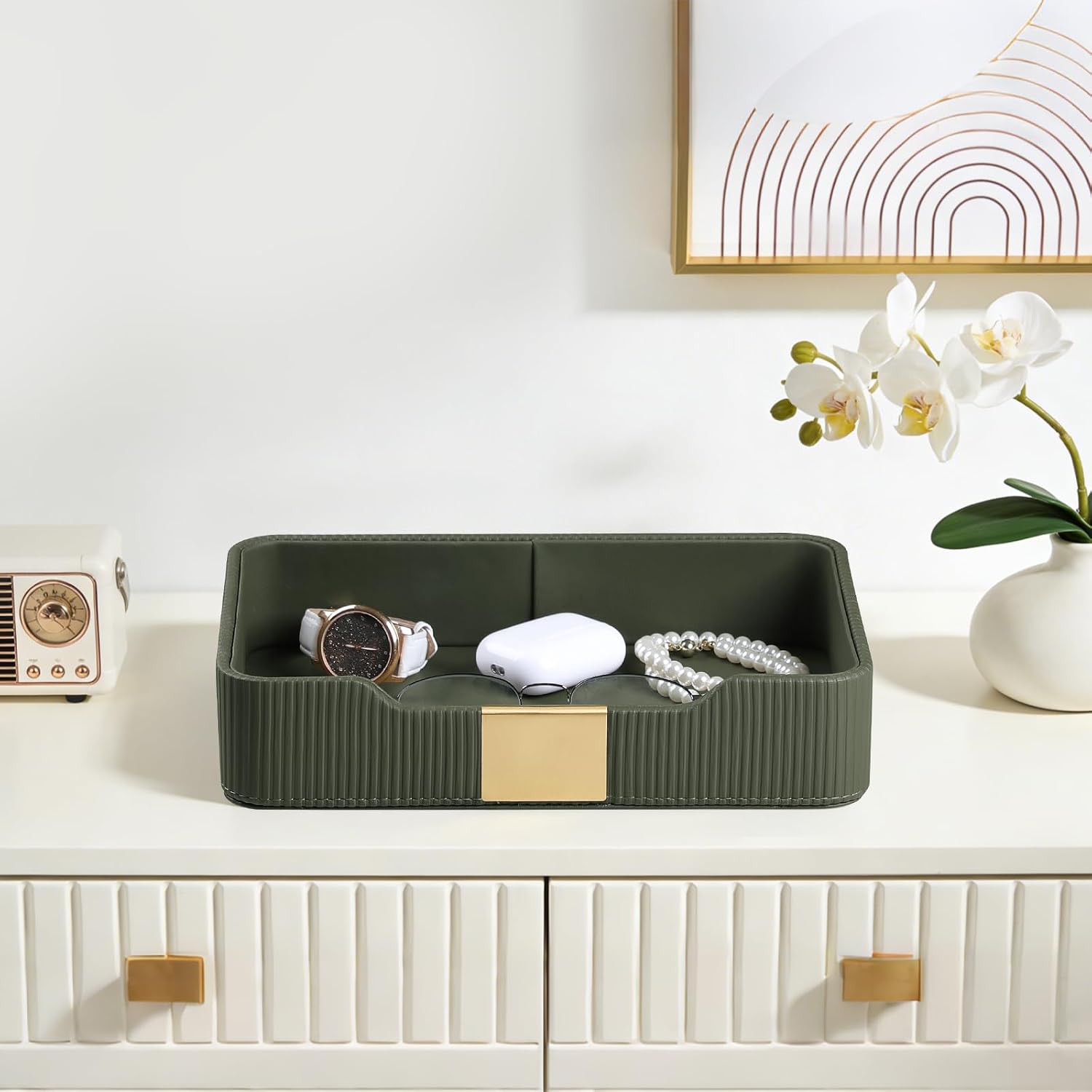 Valet Tray Desktop Storage Organizer / Green