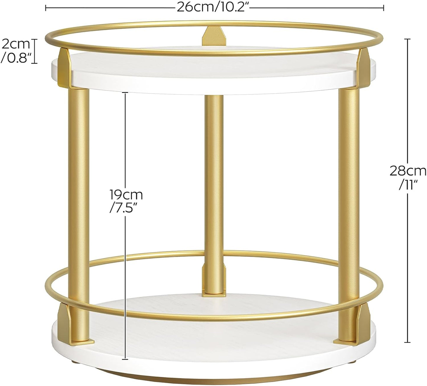 Lazy Susan Organizer, Rotating Spice Rack, 2 Tier Spice Turntable Organizer, Industrial Turntable Spice Holder, for