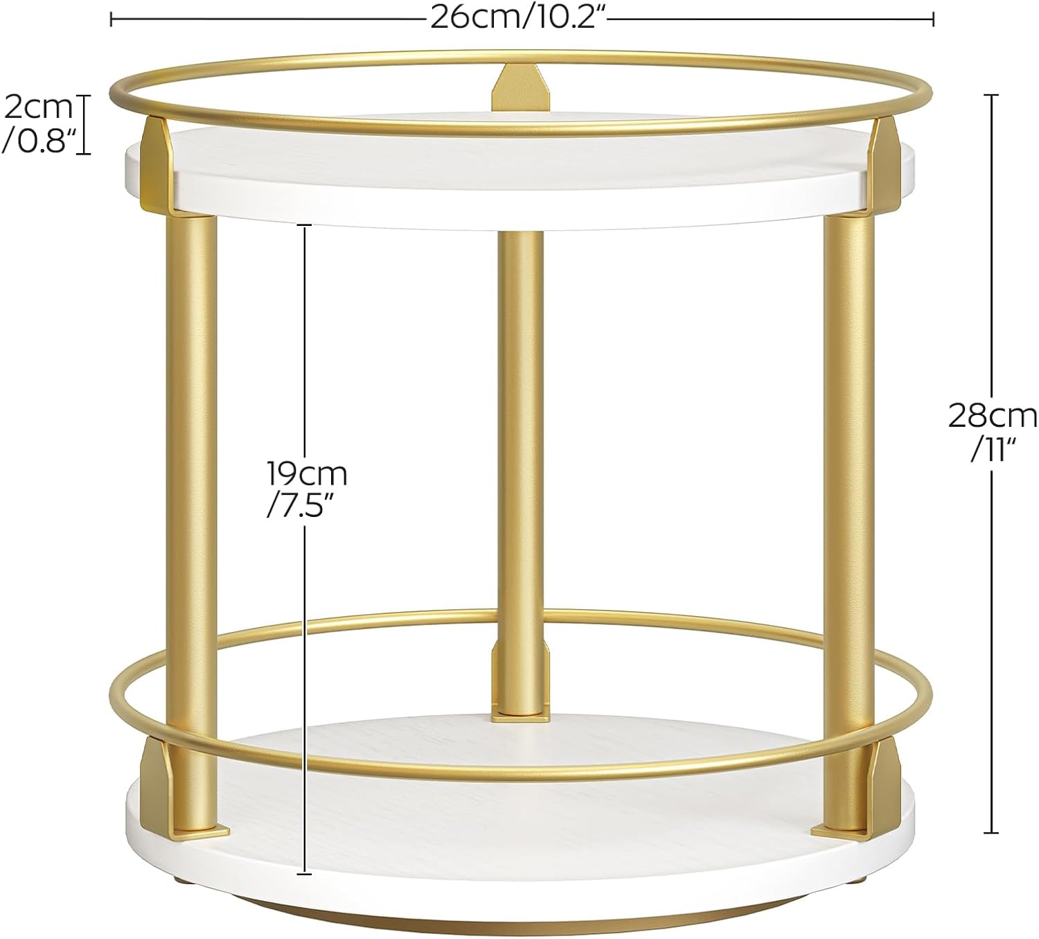 Lazy Susan Organizer, Rotating Spice Rack, 2 Tier Spice Turntable Organizer, Industrial Turntable Spice Holder, for