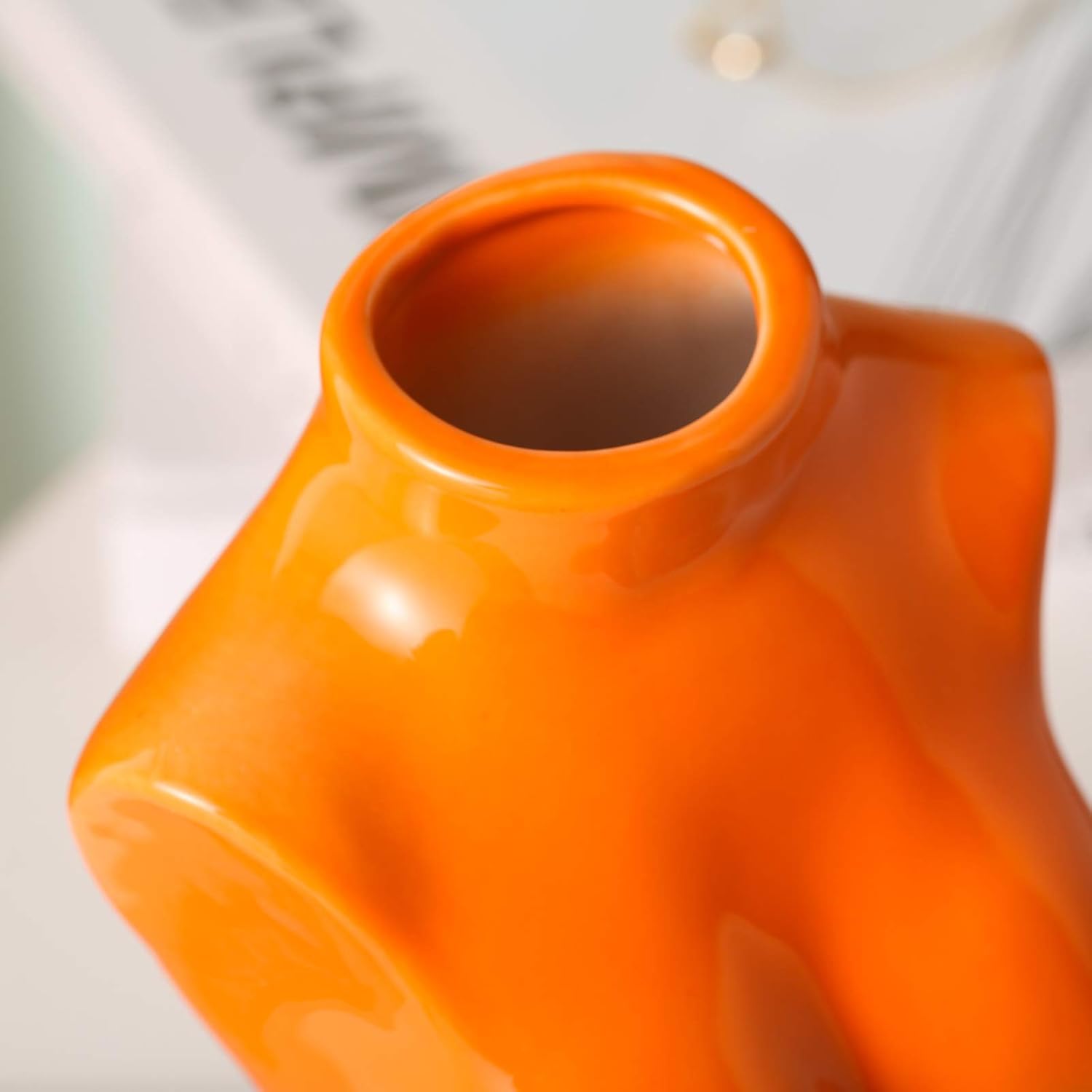 Small Ceramic Vase for Flowers Modern Art Vase / Female Vase- Orange
