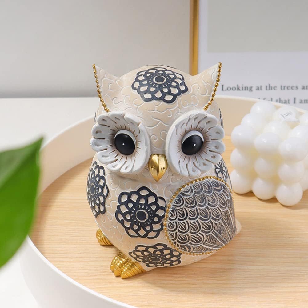 Owl Statue & Figurines / Flower-owl / White