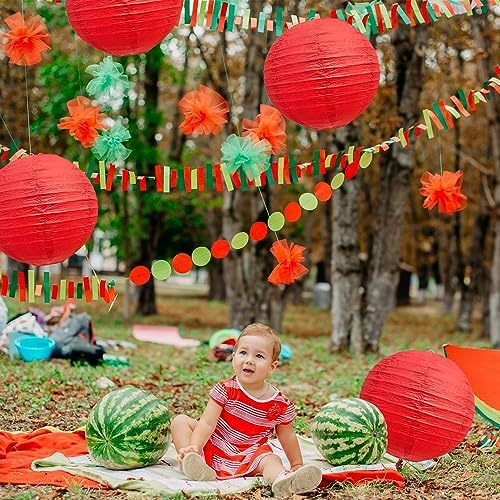 BEISHIDA 12 Inch Red Paper Lanterns 6 Packs Hanging Round Chinese Lantern