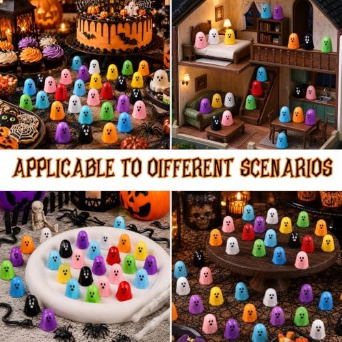 DULEFUN 120 Pcs Mini Halloween Ghost Figurines, 13 Colors