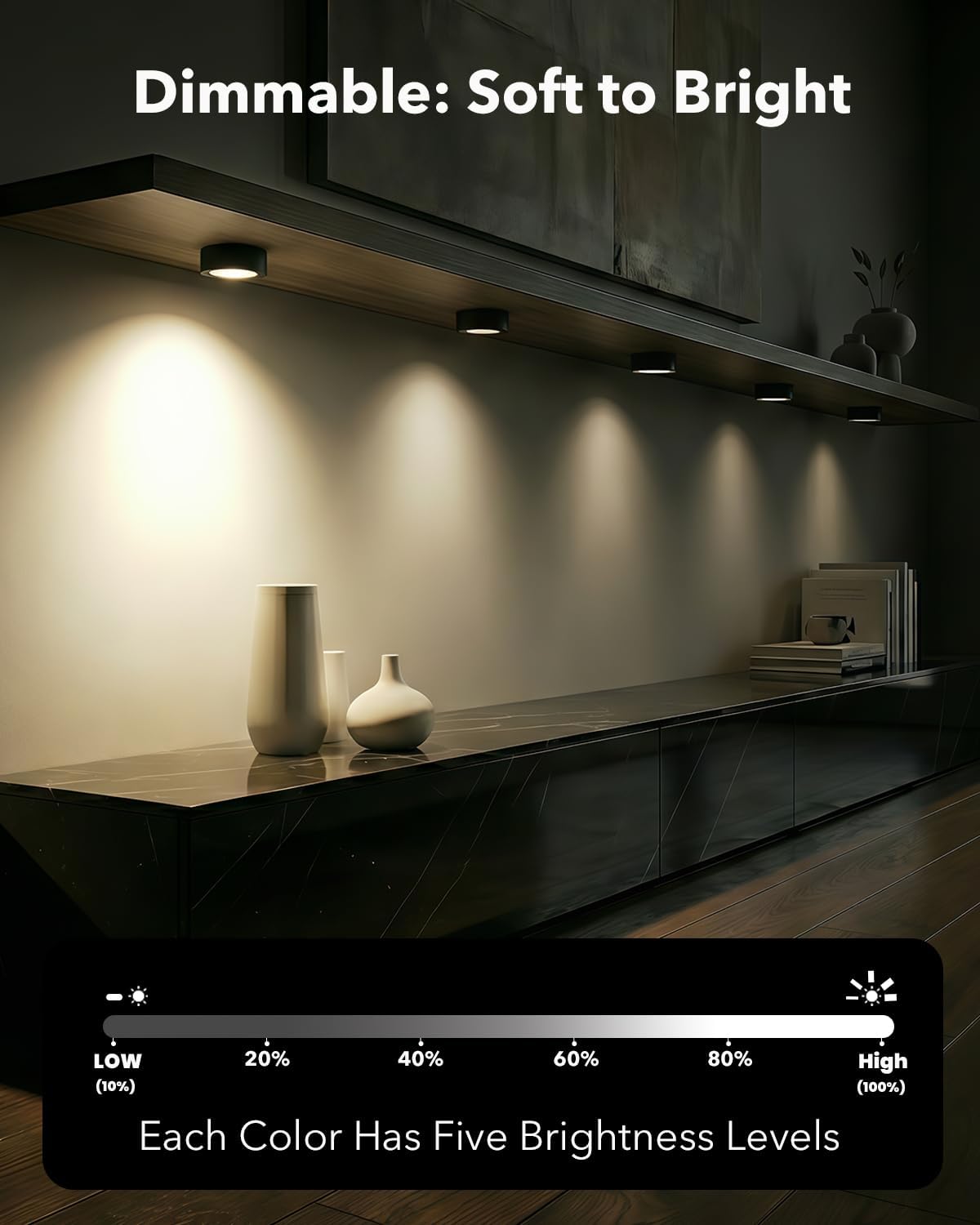 2400mAh Rechargeable Puck Lights with Remote, Stick On Cabinet Light