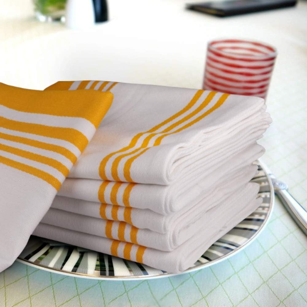 Urban Villa Kitchen Towels Cotton Dish Towels 20”x30” (Set of 6) Yellow Wht