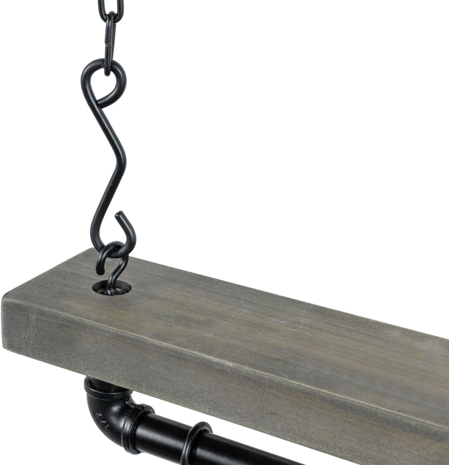 MyGift Wall Ceiling Pot Rack with Shelf, Black Pipe Cookware Organizer | Industrial rack stores pots, pans, and