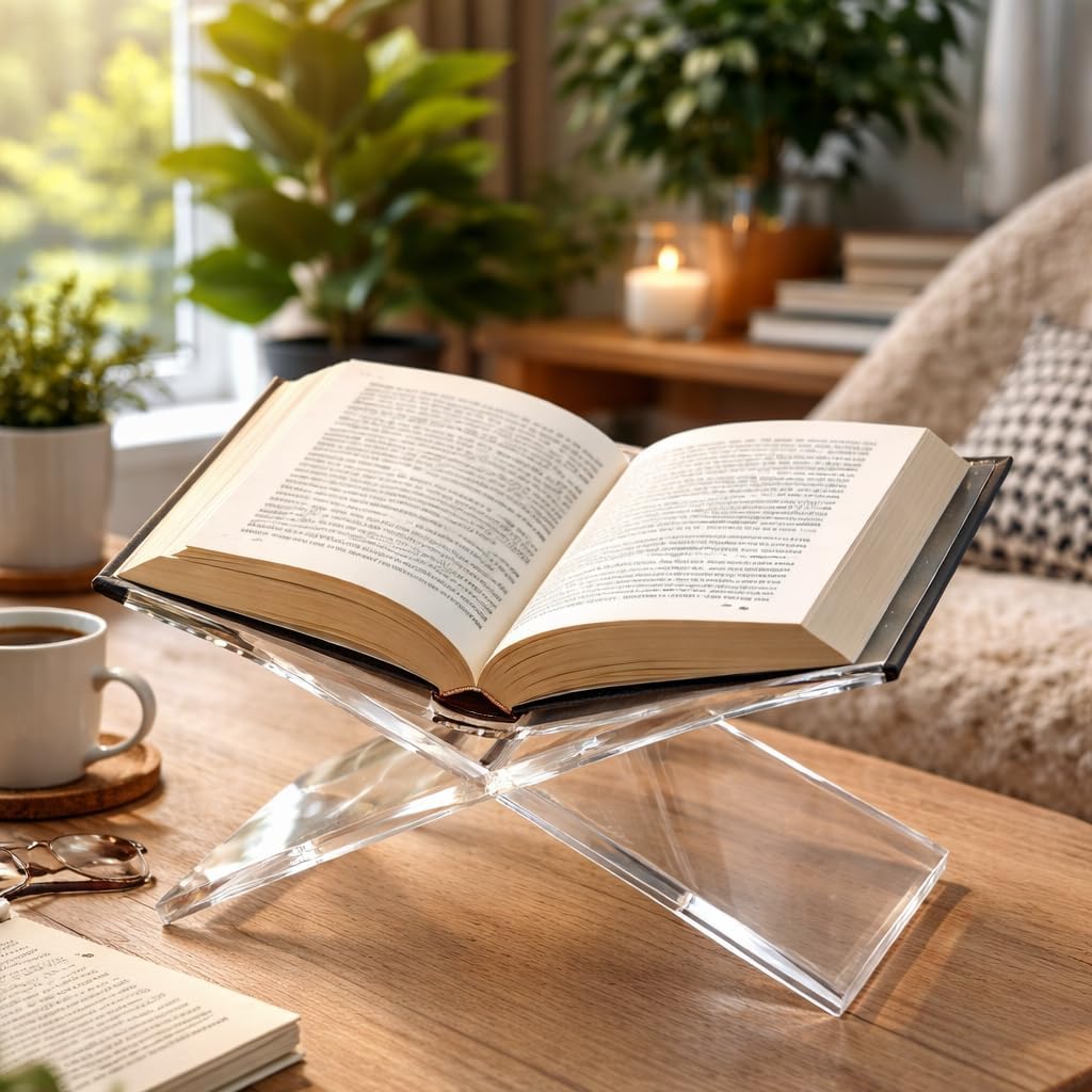 Modern Open Book Holder for Cookbooks / Clear