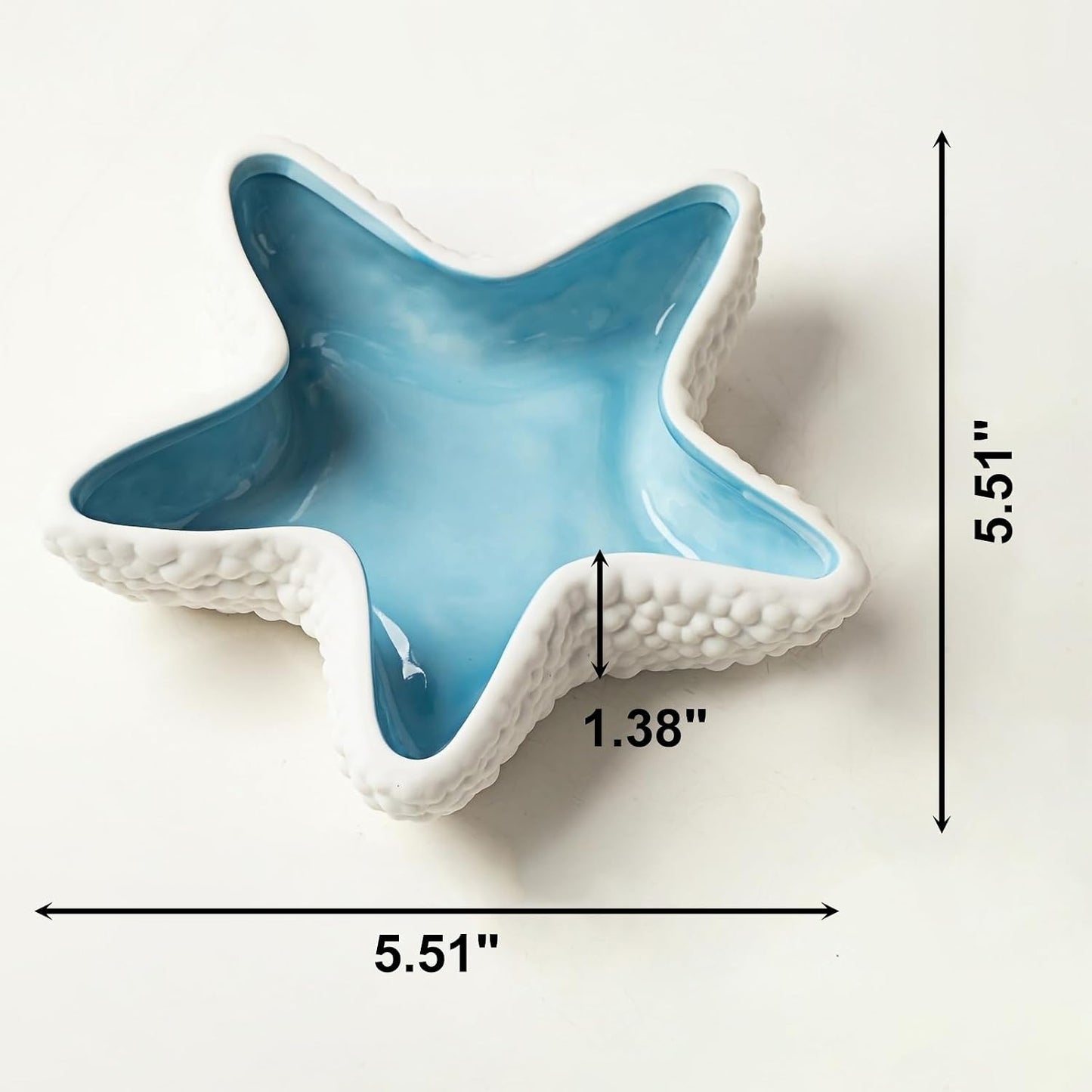 Starfish Jewelry Dish Ceramic Holder Ring Trinket Tray / Sea Blue -starfish