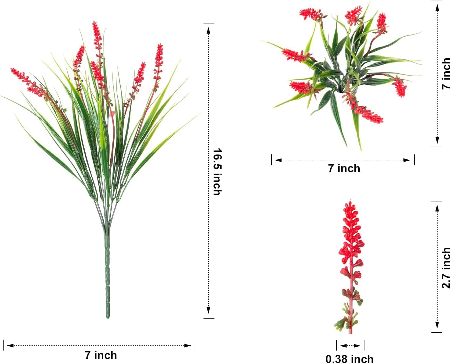 Artificial Plants Fake Flowers Monkey Grass / Red / Set of 20