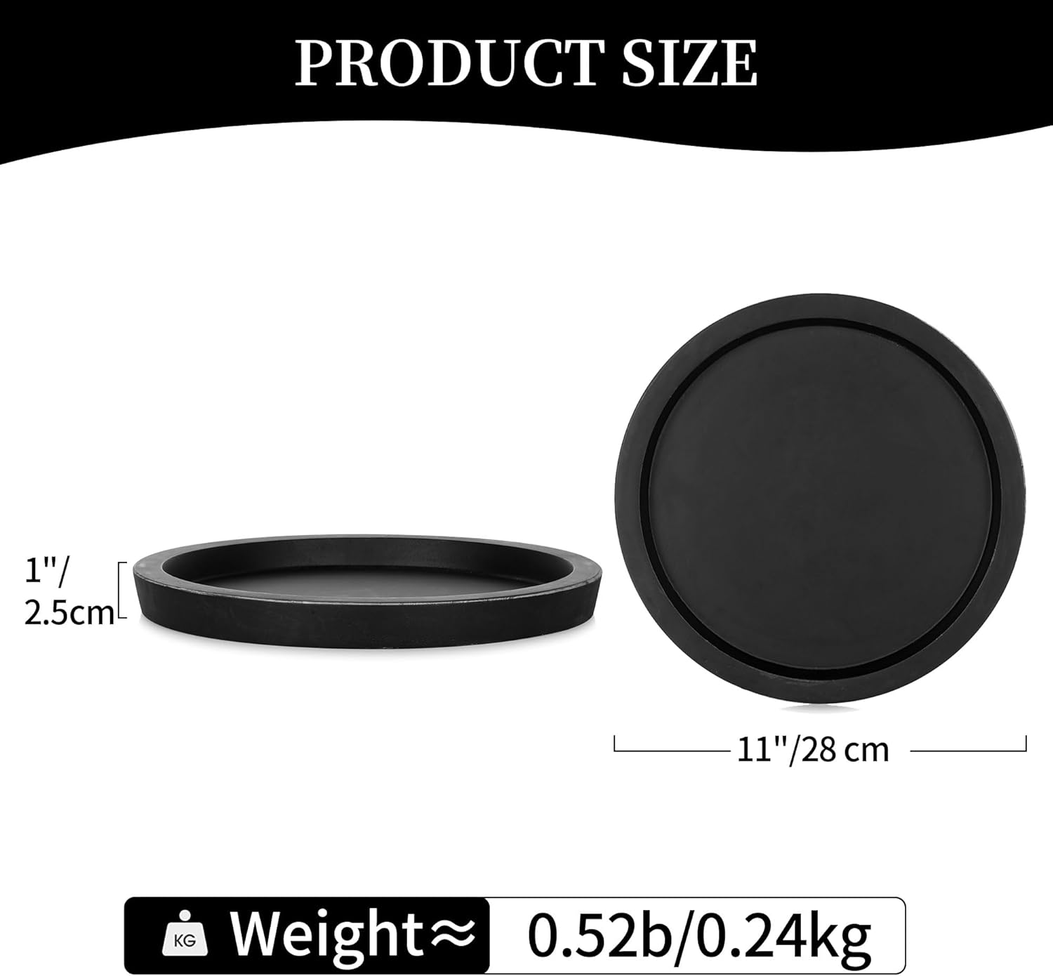 Round Wood Decorative Candle Plate / Black