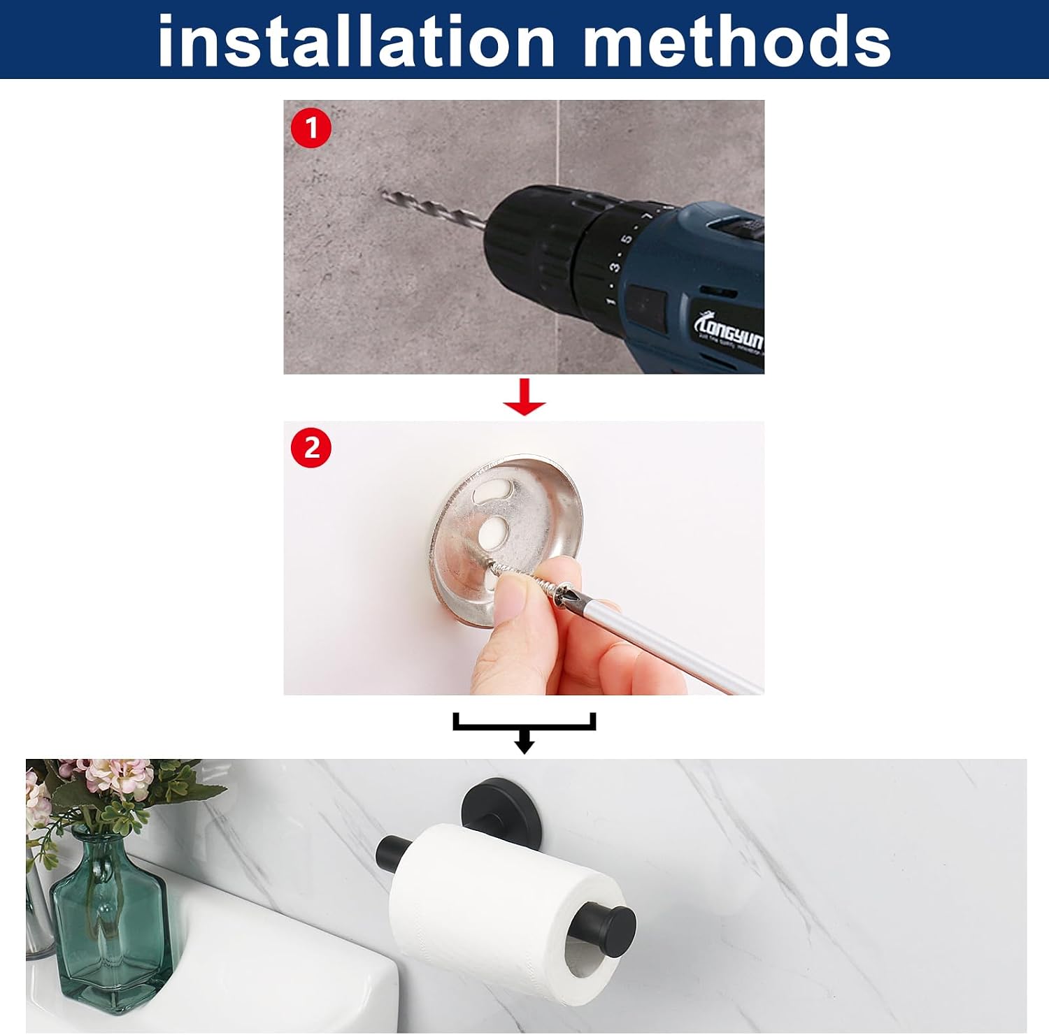NearMoon Bathroom Toilet Paper Holder, Premium SUS304 Stainless Steel Rustproof Wall Mounted Toilet Roll Holder for
