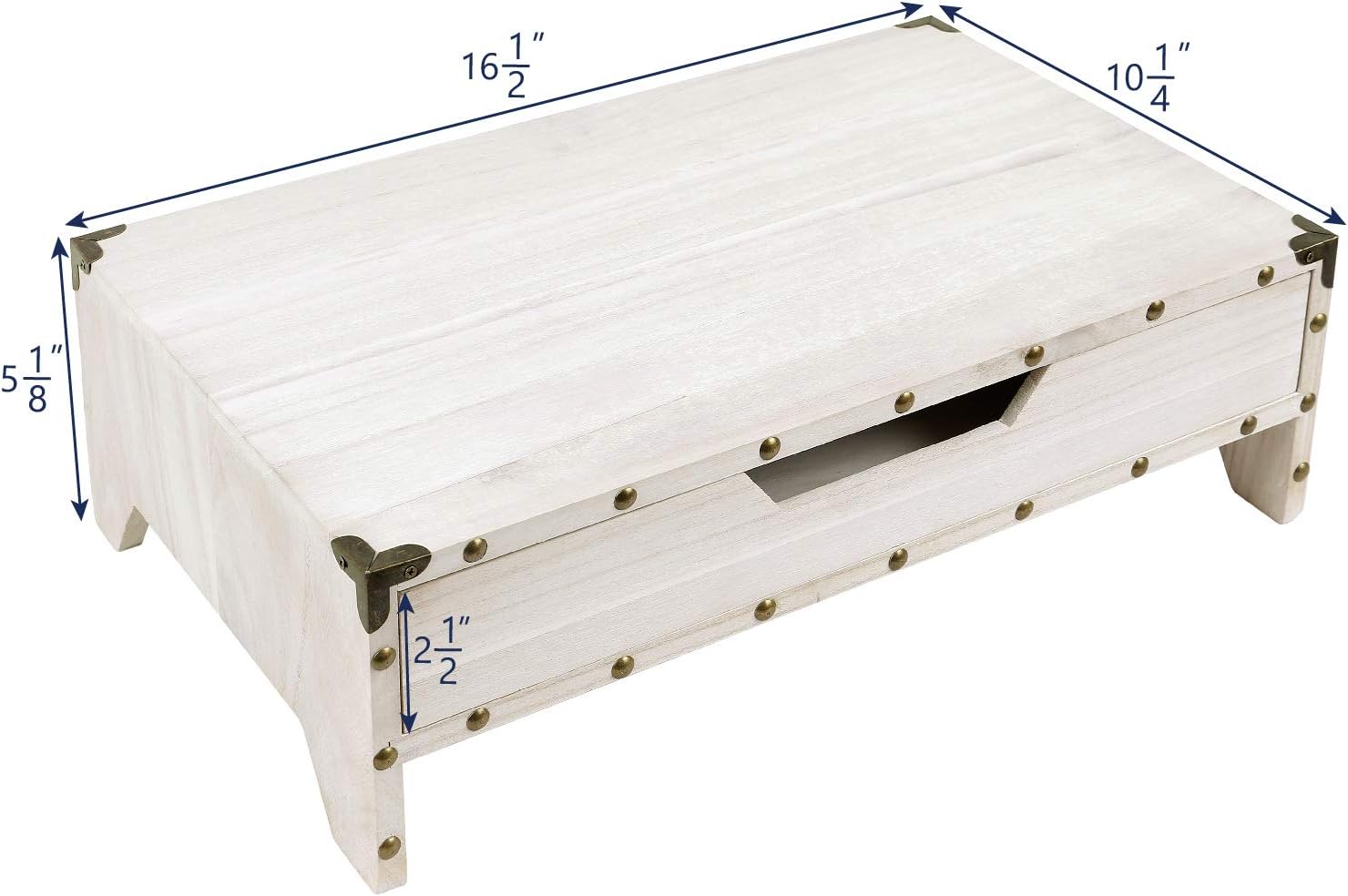 Wooden 2 Tier Monitor Stand / White