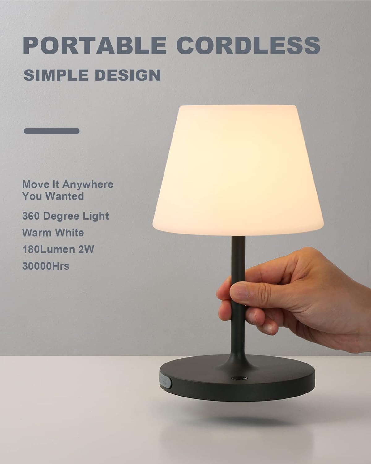 WEILAILUX Outdoor Battery Operated Table Lamp Waterproof, 4000mAh Cordless Table Lamp Rechargeable, Touch Dimmable Desk