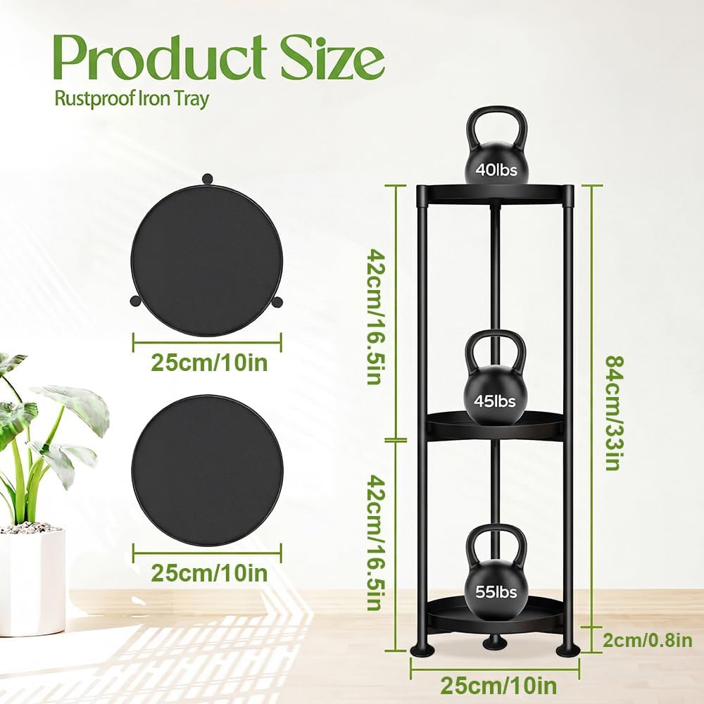 SYQ 3 Tier Plant Stand Indoor Outdoor - 34'' Extra-Tall Metal Plant Stands for Potted Plants Multiple Tiered Plant