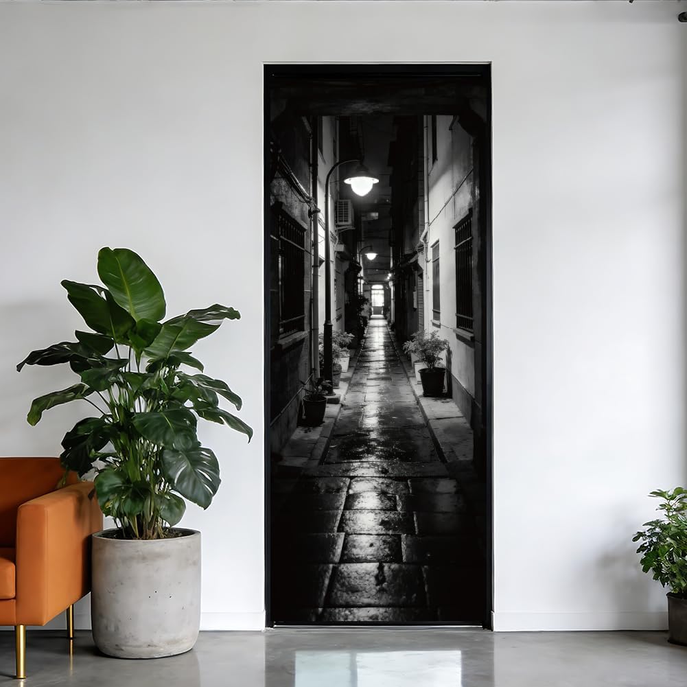 3D Self-Adhesive Door Sticker / Urban Streets / 31.5 x 78.7 / Set of 2