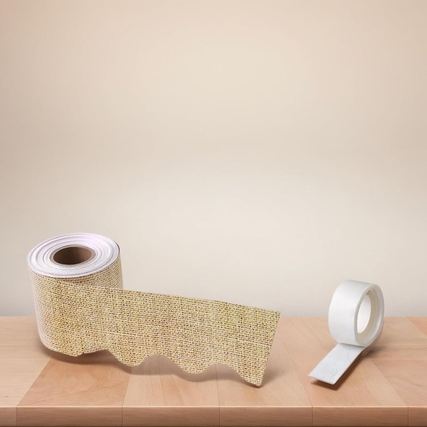 Scalloped Border Trim / Burlap / White