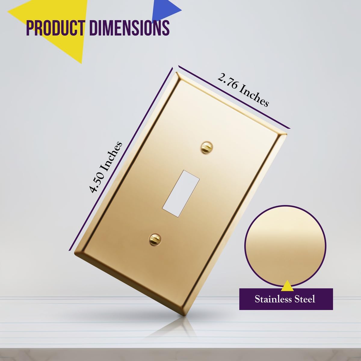 ENERLITES Toggle Light Switch Metal Wall Plate, Stainless Steel Corrosion Resistant, Size 1-Gang 4.50" x 2.76"