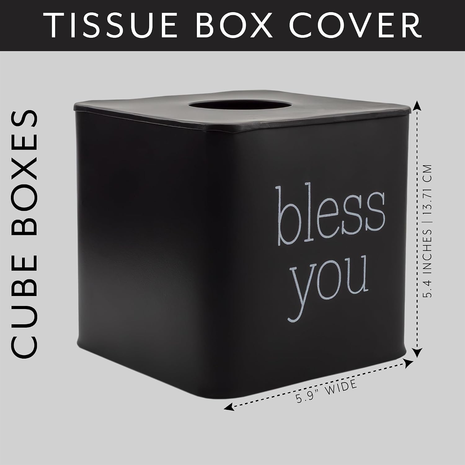 Modern Farmhouse Enamelware Tissue Holder / Black with "bless You