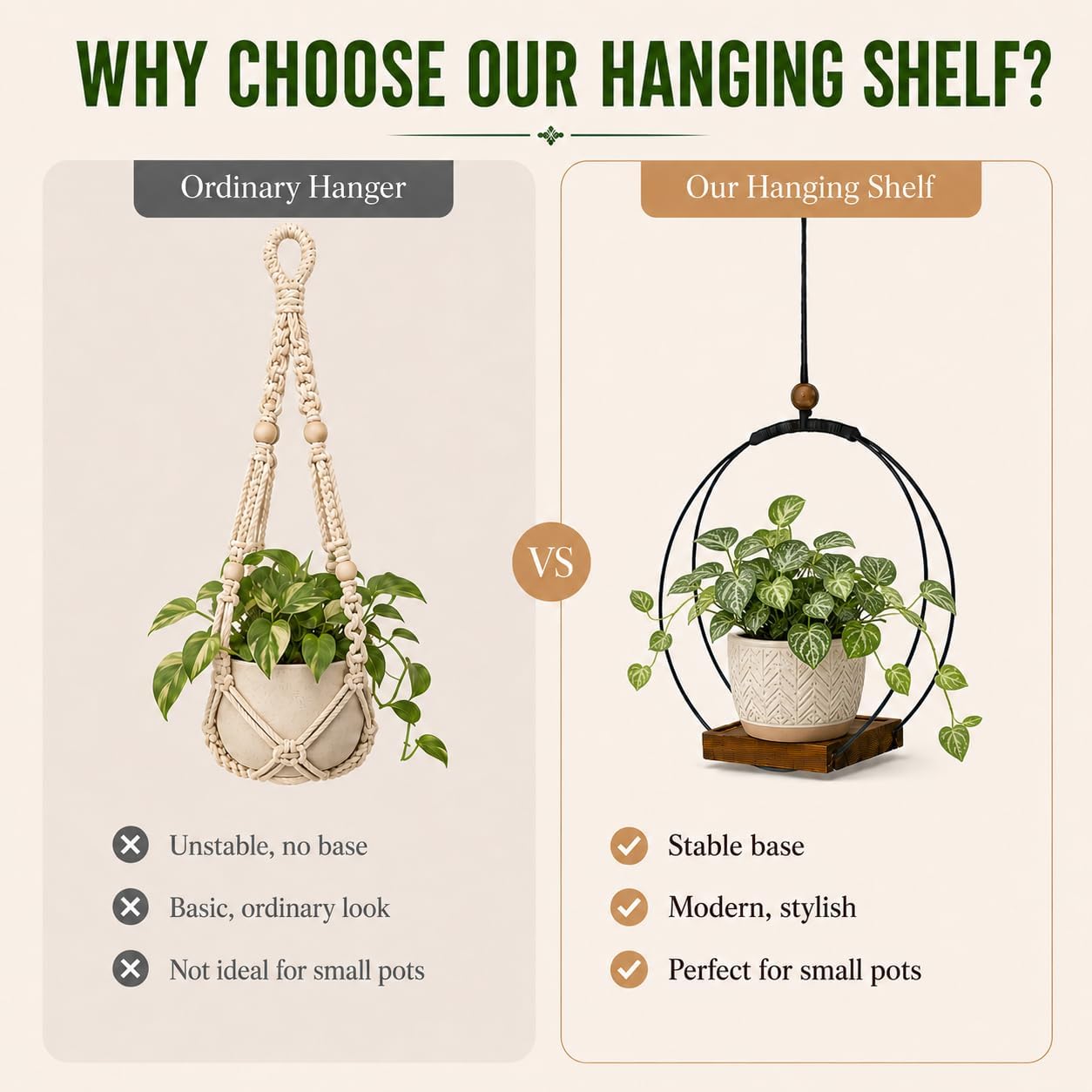 Modern Boho Macrame Plant Hanger / Black