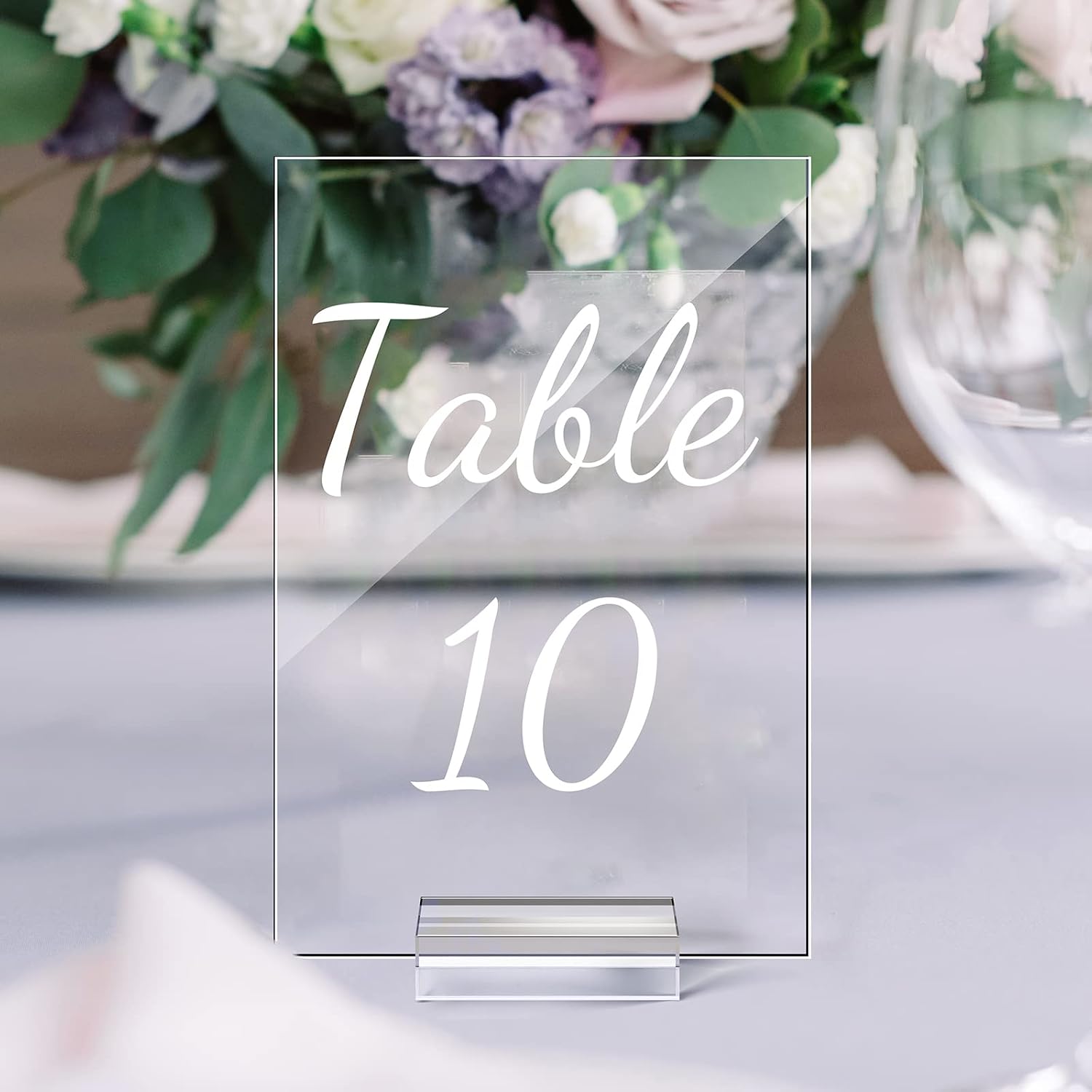 40 Pack White 4 x 6 Inch Acrylic Wedding Table Number 1-40 Clear Wedding Table Stand with Numbers Calligraphy Holders