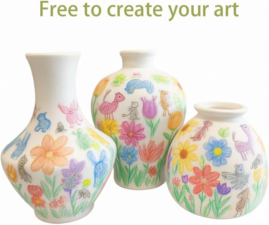 Daittin 3-Piece Ceramic Bud Vases Set / White