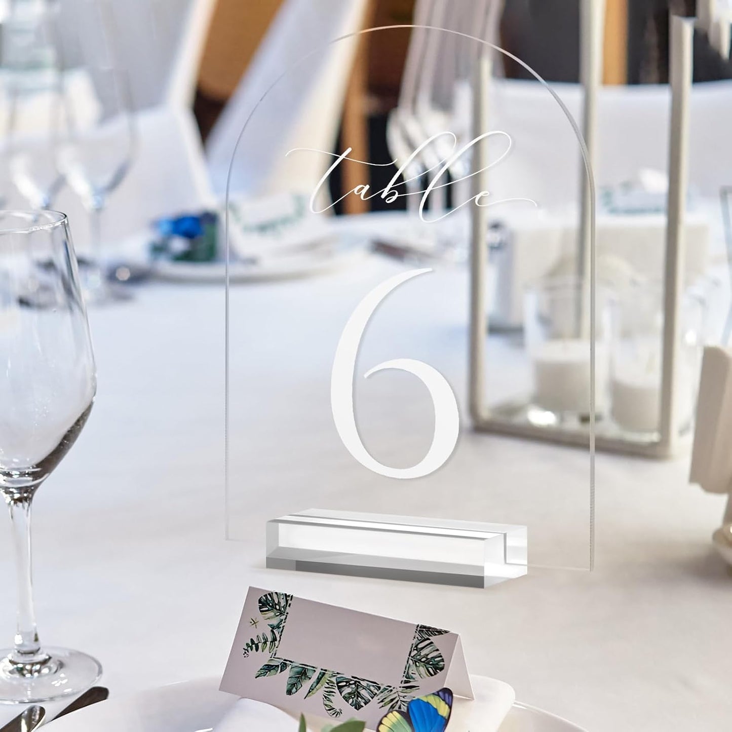Clear Arch Table Numbers for Wedding, 5x7 Inch Arched Acrylic Table Numbers 1-10 with Stands, Clear Acrylic Arch Sign