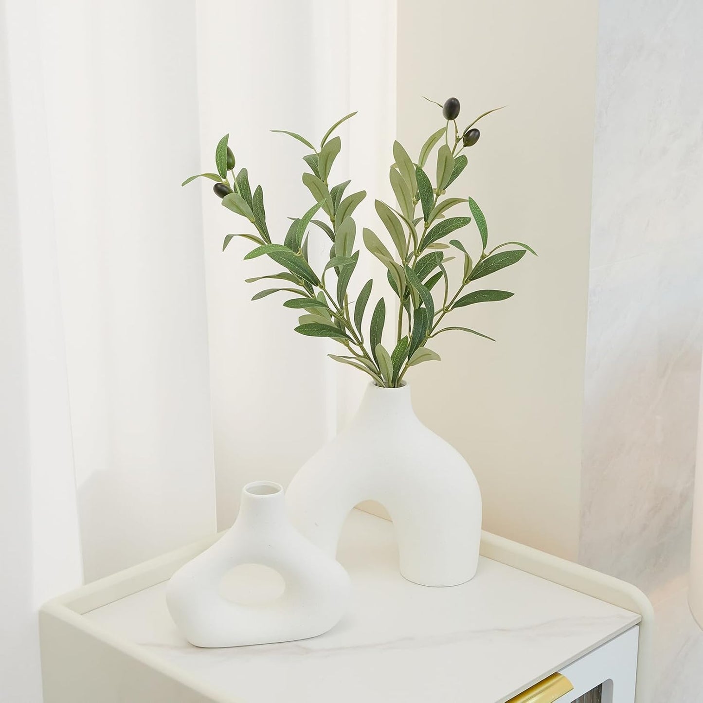Faux Olive Branches for Vase Fake Plants / Green / Set of 5