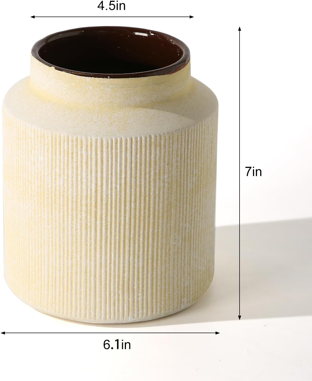 Farmhouse Vase / Vintage Rustic Terracotta Flower Vase Suitable / Retro Yellow / 6.1 x 7