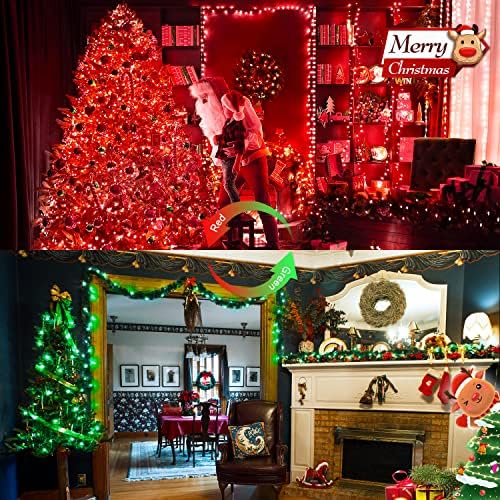 JMEXSUSS 100 LED Red & Green Christmas Lights Plug in, Halloween Lights